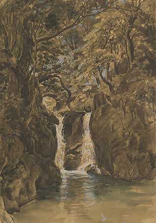 托马斯·费恩利（Thomas Fearnley）的《坎布里亚州下莱达尔瀑布景色》（Lower Rydal Falls，Cumbria）