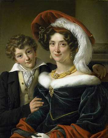 “鲁道菲娜·威廉敏娜·伊丽莎白·德·斯特勒，约翰内斯·范登·博施伯爵的第二任妻子，和他们的儿子理查德·列文哈特，科内莉斯·克鲁斯曼