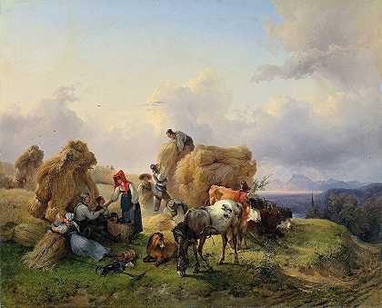弗里德里希·奥古斯特·马蒂亚斯·高尔曼的《阿尔卑斯山麓的收获》