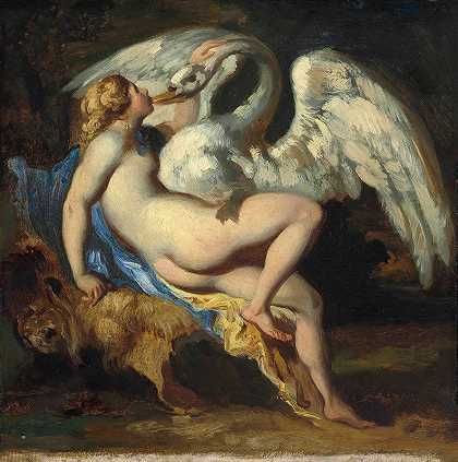 “莱达和天鹅（莱达和天鹅）作者：Theodore Géricault