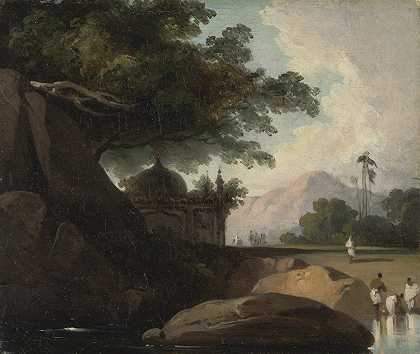 乔治·金纳里的《印度风景与寺庙》