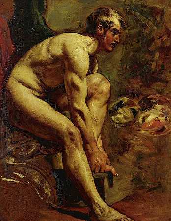 《男性裸体》作者：William Etty