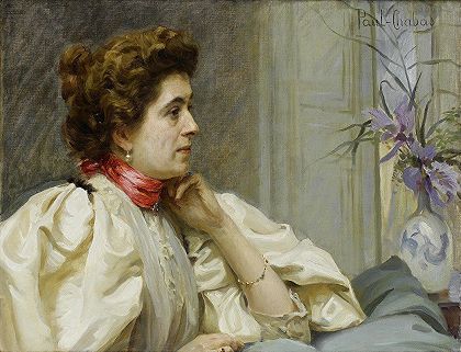保罗·埃米尔·夏巴斯（Paul Emile Chabas）的《戴红领巾的女士肖像》