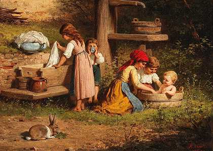 “Kinder am Brunnen，背面alt由Anton Ebert命名
