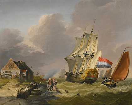 Jan Van Os的《海上风暴中的航运》