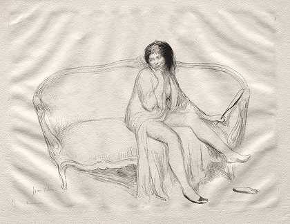 Jean Veber的《坐在沙发上的裸女》