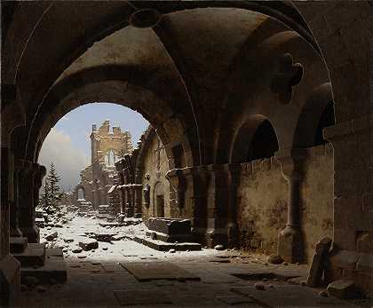 卡尔·格奥尔格·阿道夫·哈森普鲁格的《教堂在冬天的废墟》