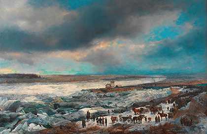 “亚历山大·本萨（艺术家），阿道夫·奥贝穆尔纳1880年1月的多瑙河冰爆与障碍船