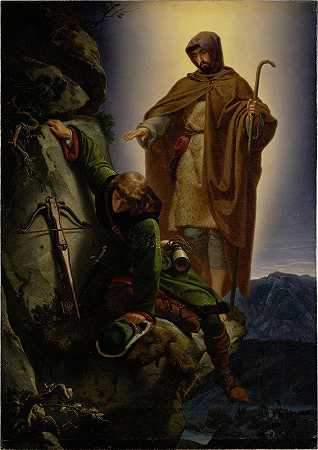 阿尔弗雷德·雷切尔的《守护天使从马丁天鹅中救出马克西米利安皇帝》