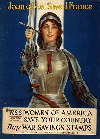 “圣女贞德拯救了法国，美国女性，拯救你的国家”