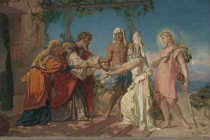 亨利·莱曼的《托比亚斯将新娘萨拉带到他父亲的家》