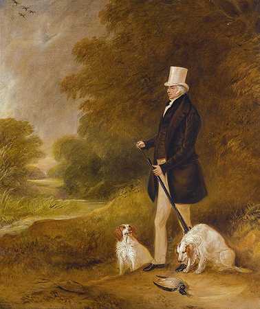 “威廉·莫丹特·斯图特·米尔纳爵士的肖像，第四座（1779-1855年），两个笨重的西班牙人在外射击，约翰·费内利（John Fernley）