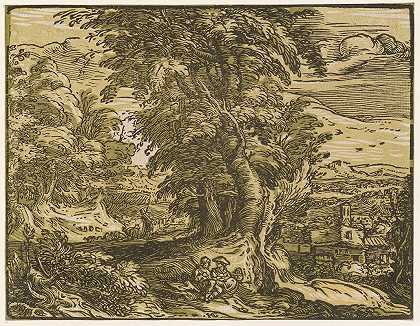 Hendrick Goltzius的《Landschaft mit Hirtenpaar》