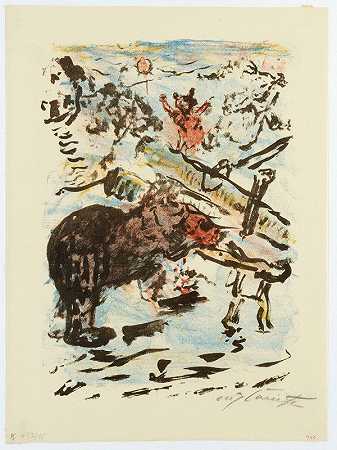 洛维斯·科林斯（Lovis Corinth）的《雷内克在一棵劈开的树上捉到熊布朗》（Reinecke Catch The Bear Brown In A Split Tree）