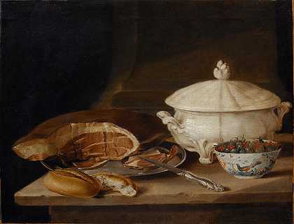 Pehr Hilleström的《锡盘上的火腿静物》、《花色套装》和《一碗鹅莓和红醋栗》