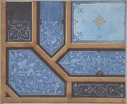 Jules Edmond Charles Lachaise的《餐厅天花板设计》（Château de Cangé）