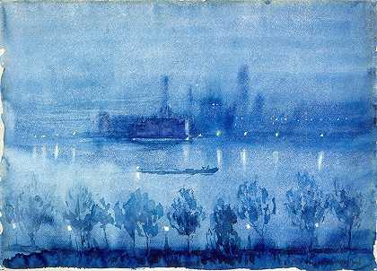 约瑟夫·彭内尔的《蓝色之夜，伦敦》