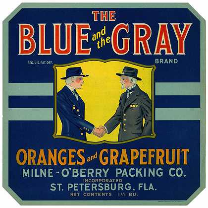 “蓝色和灰色”品牌柑橘标签