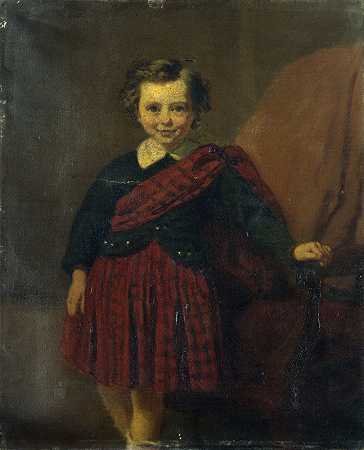“小男孩肖像（莫里斯·科布伦斯），穿着苏格兰服装，爱德华·莫伊斯