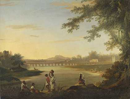 威廉·霍奇斯（William Hodges）的《马尔马龙大桥》（The Marmalong Bridge），前景中有一个塞波伊和本地人
