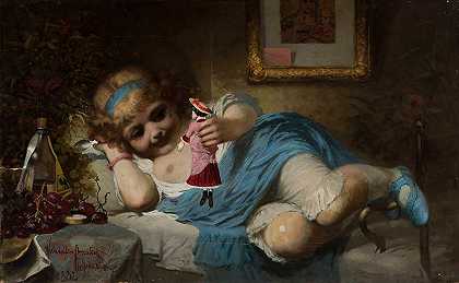 Wandalin Strzałecki的《抱着娃娃的女孩——康复者》
