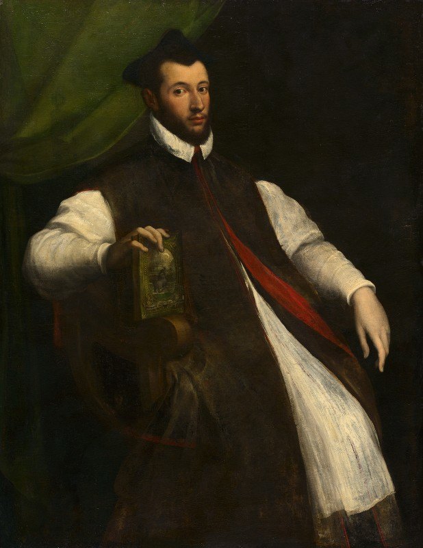 Girolamo Da Carpi的《牧师肖像》