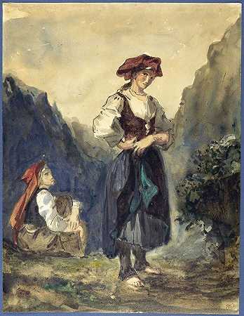 《来自Eaux Bonnes地区的农民妇女》，作者：欧仁·德拉克罗瓦
