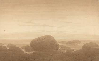 卡斯帕·戴维·弗里德里希的《孤独海岸上的月亮》