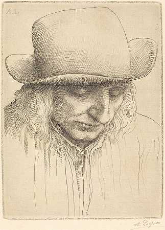 “戴圆顶帽的农民（戴圆顶帽的农民）”，作者：Alphonse Legros