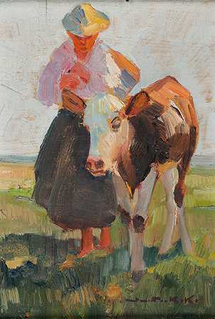 Demeter Koko的《带小牛的农夫》