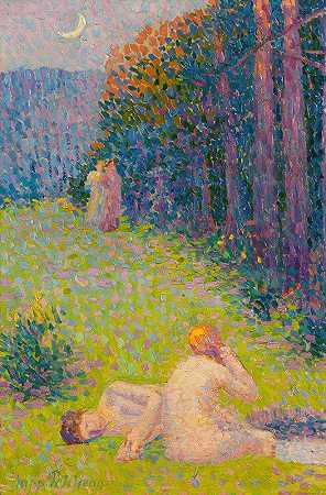 希波利特·佩蒂让的《夏日风景中的沐浴者》