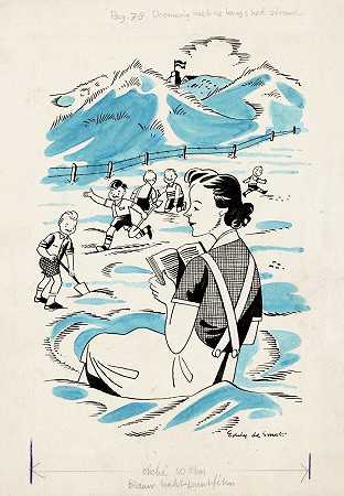 艾迪·德·斯梅特的《孩子们在海滩上玩耍的马乔》