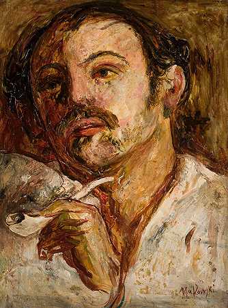 塔德乌什·马科夫斯基的《一个拿着烟斗的男人的肖像》