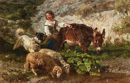 Filippo Palizzi的《年轻的牧羊女》