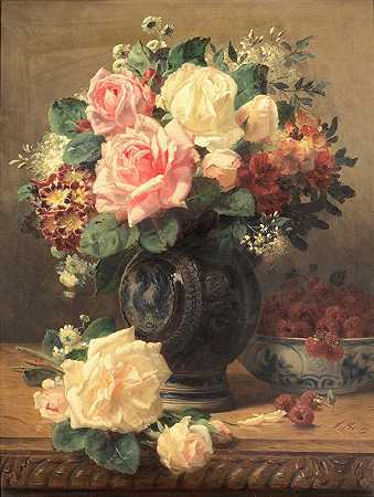 让-巴蒂斯特·罗比的《玫瑰与覆盆子的静物》