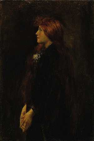 让·雅克·亨纳的《肖像，红发美女站在侧面》