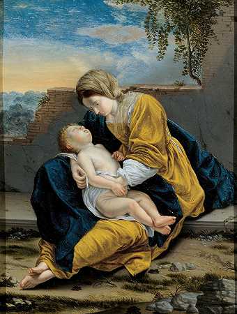 Orazio Gentileschi的《风景中的麦当娜和孩子》