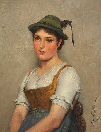 雨果·考夫曼的《戴绿帽的年轻女孩》