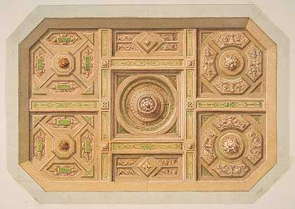 Jules Edmond Charles Lachaise设计的带有彩绘装饰的镶板天花板