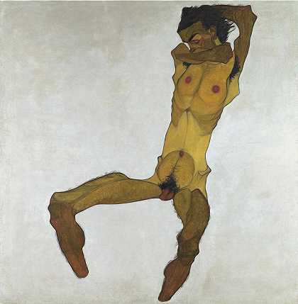 埃贡·席勒的《坐姿男性裸体（自画像）》
