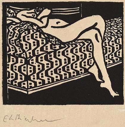 恩斯特·路德维希·凯尔希纳的《躺在沙发上的裸女》