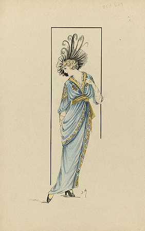 《穿蓝色连衣裙的女人，1913-1914》，作者：扬·范·布洛克