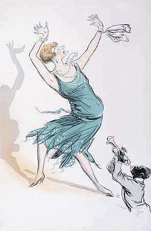 “玛吉·梅勒穿着绿色连衣裙跳舞，乔治·古尔萨特（SEM）