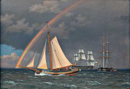 克里斯托弗·威廉·埃克斯伯格的《海上彩虹与其他船只的穿越狩猎》