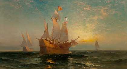爱德华·莫兰的《日落的帆船》