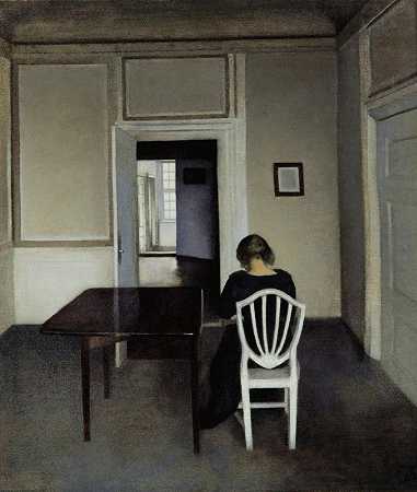 Vilhelm Hammershøi的《白色椅子上的艾达》
