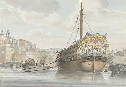 亚伯拉罕·路易斯·鲁道夫·杜克罗斯（Abraham Louis Rodolphe Ducros）的《造船厂附近的海港与帆船》