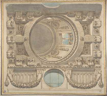 弗拉米尼奥·因诺琴佐·米诺齐的《带圆顶天花板的建筑设计》