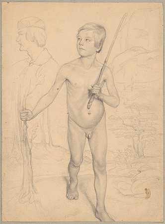Józef Simmler的《裸体男孩在风景中的研究》