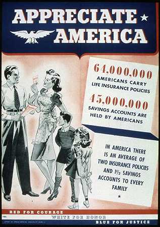 “感谢美国。64万美国人持有人寿保险单。45000000个储蓄账户由美国人持有
